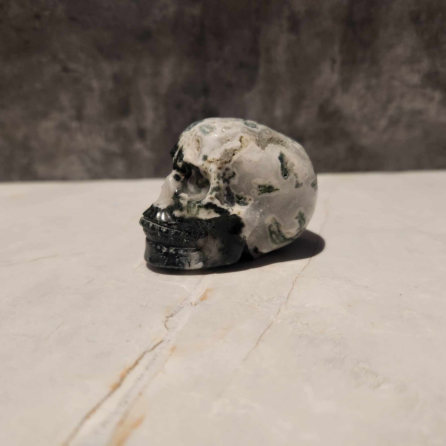 Moss Agate Skull