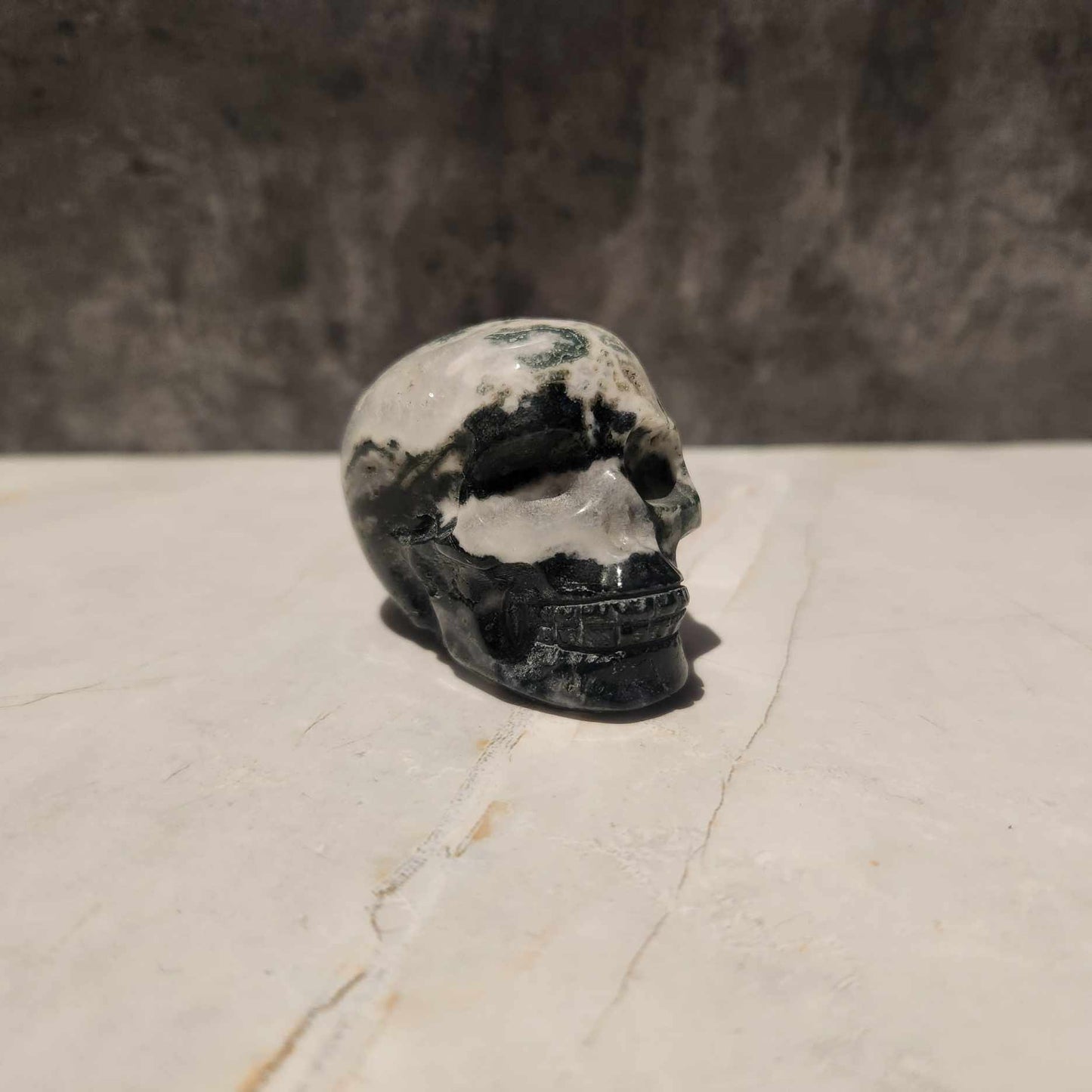 Moss Agate Skull