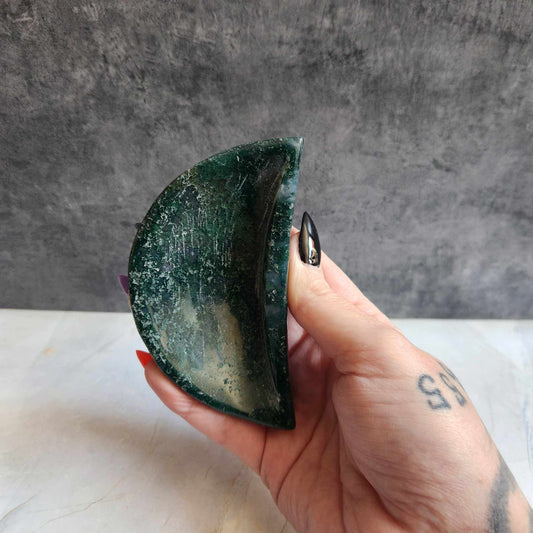 Moss Agate Moon Dish