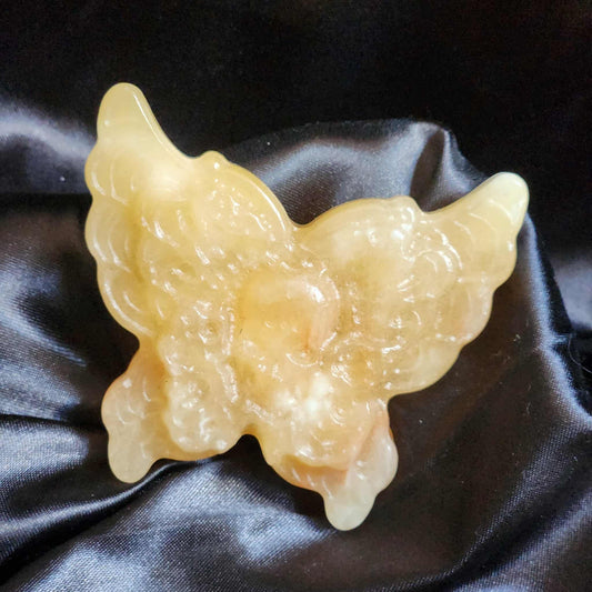 Orange Calcite Skull & Butterfly
